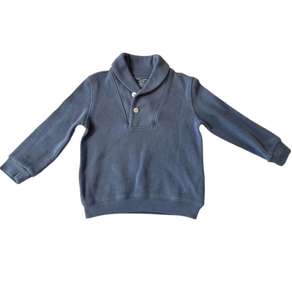 Ralph Lauren Toddler Boys Blue Shawl Collar Ribbed Sweater 24M NWT